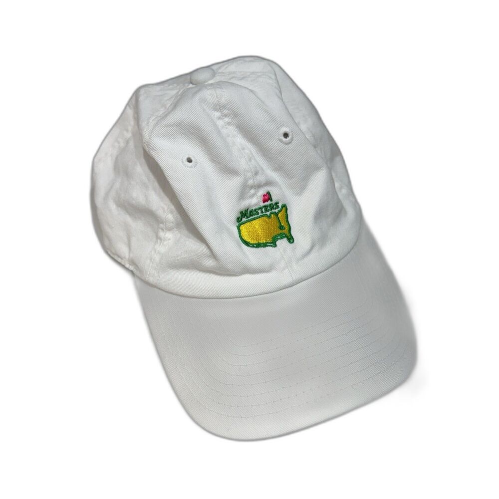 Masters American Needle Baseball Cap White Golf Hat Strapback Unisex Pink Flag